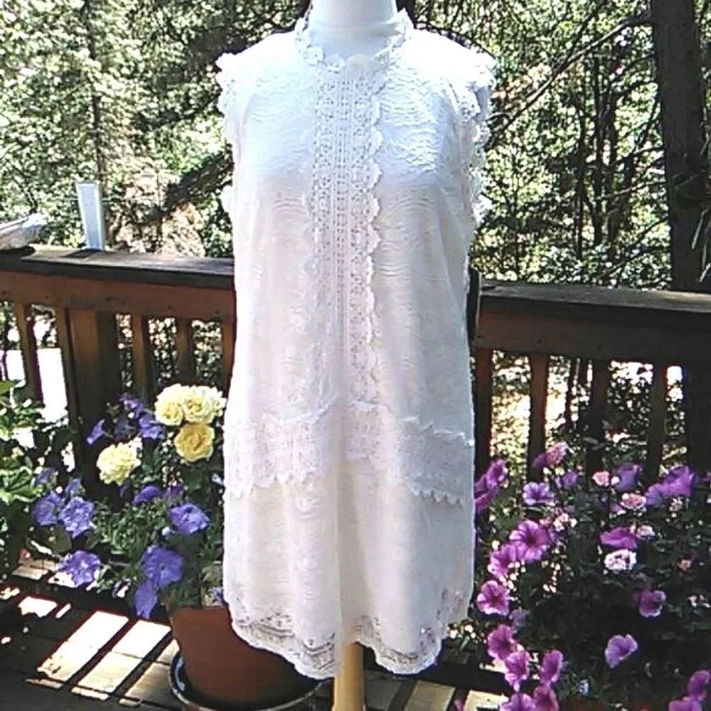 NWT City Triangles White Lace Shift Dress